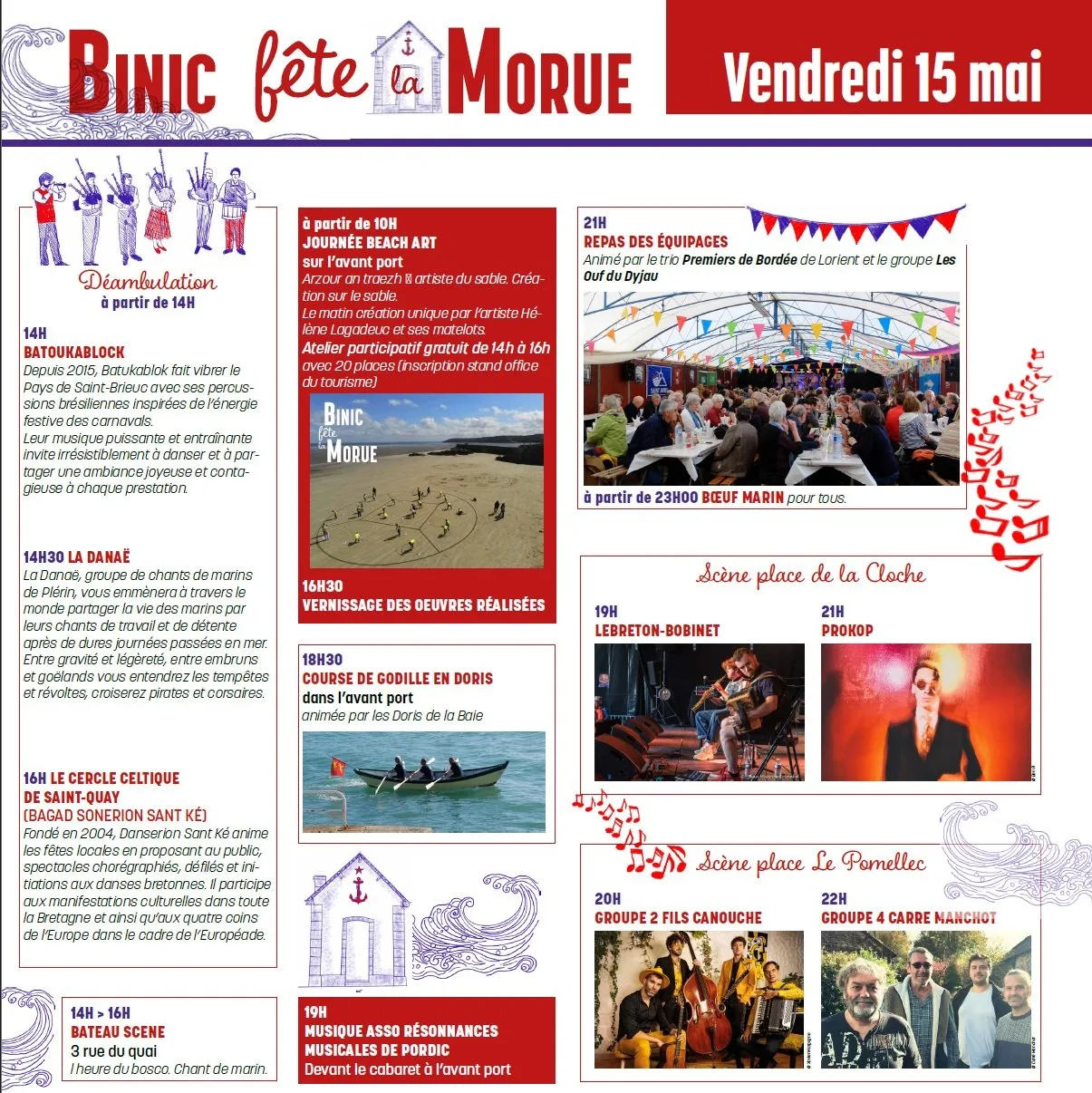 Programme des animations du vendredi 15 mai de la Fête de la Morue à Binic